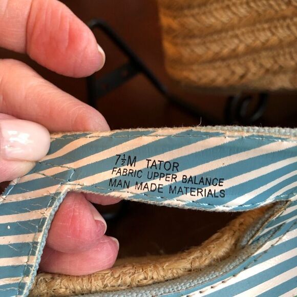 GITANO - NWT - L Sz 7.5 Lt. Blue Canvas Espadrilles. Jute-Wrapped 4” Heels CUTE - Picture 4 of 16